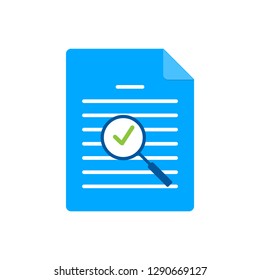 Success find document icon or search document icon with flat design