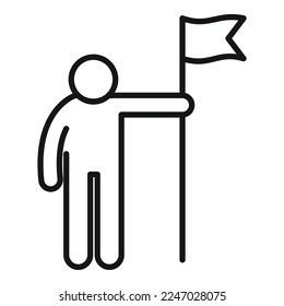 Success flag icon outline vector. Work effort. Idea leader