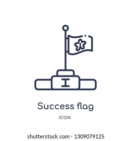 success flag icon from startup stategy and success outline collection. Thin line success flag icon isolated on white background.