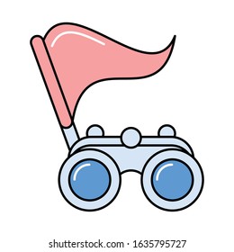 success flag mark with binoculars vector illustration design