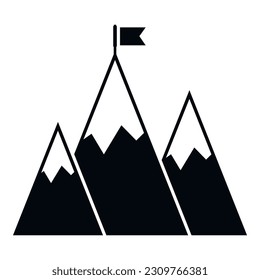 Indicador de éxito en el vector simple del icono de montaña. Carrera superior. Concepto máximo