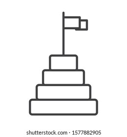 success flag in stairs podium vector illustration design