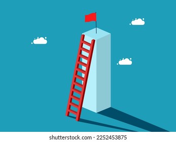 success flag at the top of the ladder. Business concept of success. vector 