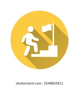 Icono plano de éxito. Ilustración simple con sombra larga para gráfico y Diseño web.