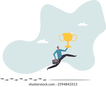 Success footprint, story from leader or winning entrepreneur, motivation to learn how success people achieve target.business concept.flat character.