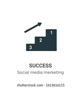 Success glyph icon vector on white background. Flat vector success icon symbol sign from modern social media marketing collection for mobile concept and web apps design.