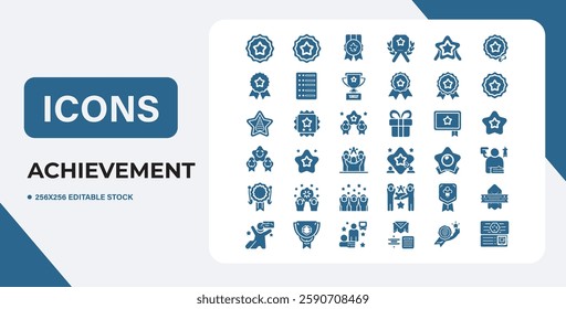 Success glyph solid icons. Containing achievement, goal, victory, target solid icons collection. Vector illustration. For website design, logo, app, template, ui, etc.