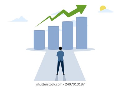 success goal concept. Business and financial expectations evaluate actions upward. Income profit graph. Infographic research efficiency investment anticipation and growth forecast. flat vector.