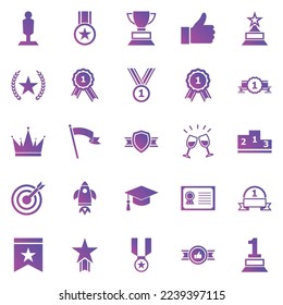 Success gradient icons on white background, stock vector