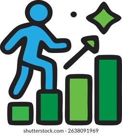 Success graph icon with career growth, and goal achievement.