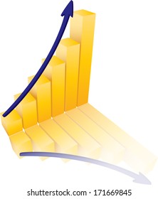 Success Graph Illustration With Gold and Blue Colors