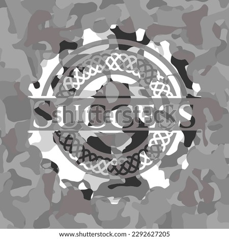 Success grey camouflage emblem. Vector Illustration. 
