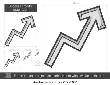 Success growth chart vector line icon isolated on white background. Success growth chart line icon for infographic, website or app. Scalable icon designed on a grid system.