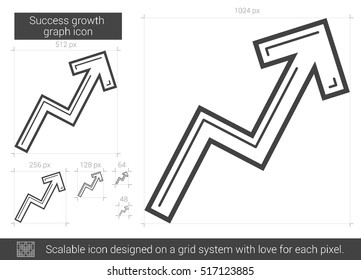 Icono de línea vectorial del gráfico de crecimiento de éxito aislado en fondo blanco. Icono de línea de gráfico de crecimiento de éxito para infografía, sitio web o aplicación. Icono escalable diseñado en un sistema de cuadrícula.