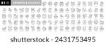 Success and Growth Editable Icons set. Vector illustration in modern thin line style of business icons: personal, professional, and financial growth, progress, career