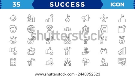Success and Growth Editable Icons set. Vector illustration in modern thin line style of business icons: personal, professional, successful business development, plan and process symbol.
