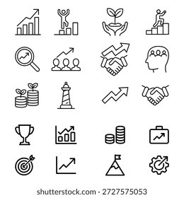 
 Ganador de la Colección de Paquete de icono de crecimiento de éxito, icono de logro Icono de gráfico de crecimiento
