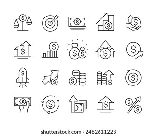 Success and Growth Icons - Vector Line. Editable Stroke.