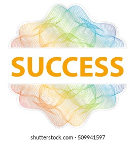 Success - Guilloche rosette with text on white background