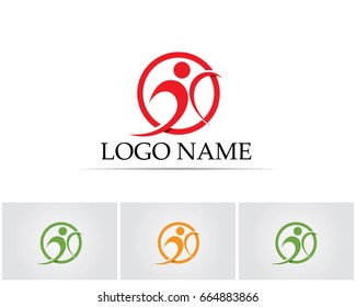 Success health people care logo and symbols
