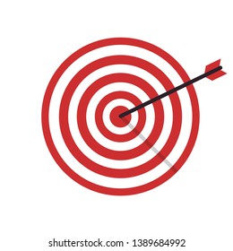 Success hit of target with arrow. Sport target illustration or business concept. EPS 10