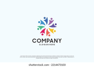 Success Human Community, Abstract People Unity Logo Design.