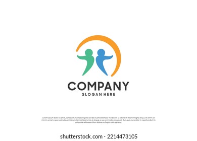 Success Human Community, Abstract People Unity Logo Design.