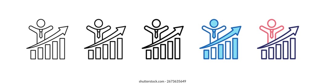 Ícone De Sucesso Em 5 Estilos Diferentes Definem A Coleção.