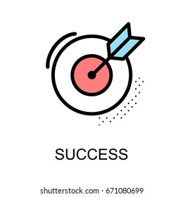 Success icon and arrow with dart board on white background illustration design.vector