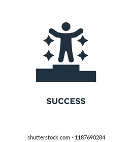 Success icon. Black filled vector illustration. Success symbol on white background. Can be used in web and mobile.