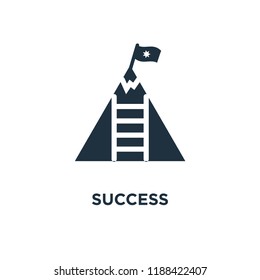 Success icon. Black filled vector illustration. Success symbol on white background. Can be used in web and mobile.