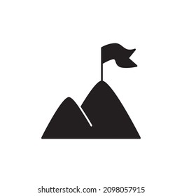 Icono de éxito en glifo plano negro, estilo relleno aislado en fondo blanco