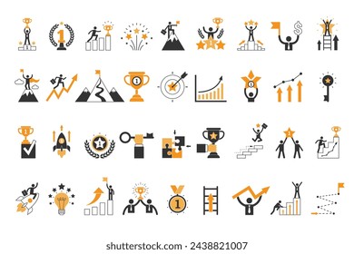 Success icon. Business illustrations of goal destination processes recent vector success developments