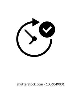 success icon and clock with rounded arrow