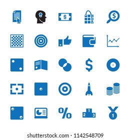 Success icon. collection of 25 success filled icons such as dice, circle intersection, coin, ranking, search dollar. editable success icons for web and mobile.