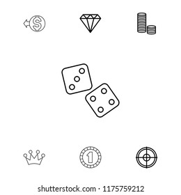 Success icon. collection of 7 success outline icons such as gem, coin, target, 1 casino chip, crown. editable success icons for web and mobile.