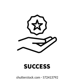 Success icon or logo in modern line style. High quality black outline pictogram for web site design and mobile apps. Vector illustration on a white background.