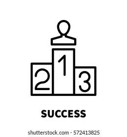 Success icon or logo in modern line style. High quality black outline pictogram for web site design and mobile apps. Vector illustration on a white background.
