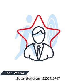 success icon logo vector illustration. People stars symbol template for graphic and web design collection