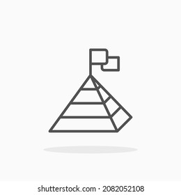 Success icon, with mountain and flag. Editable Stroke and pixel perfect. Outline style. Vector illustration. Enjoy this icon for your project.