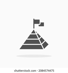 Success icon, with mountain and flag. Solid or Glyph style. Vector illustration. Enjoy this icon for your project.