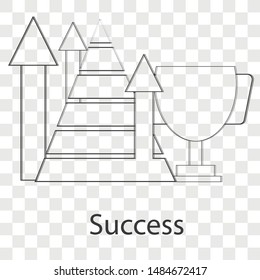 Success icon on transparency background. Line vector illustration. 