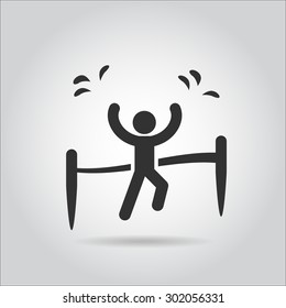 success icon ,  people finish line