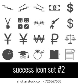 Success. Icon set 2. Gray icons on white background.