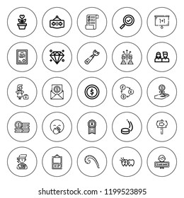 Success icon set. collection of 25 outline success icons with coin, coins, check mark, determination, exchange, diamond, diploma, employee, french curve icons. editable icons.