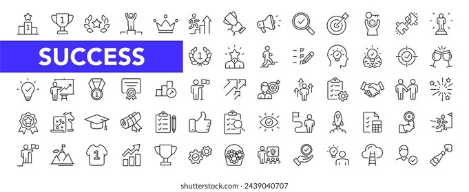 Success icon set with editable stroke. Goals and Target thin line icon collection. Vector illustration