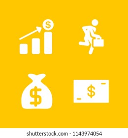success icon set with money, increased revenue and money bag vector icons for web and graphic design