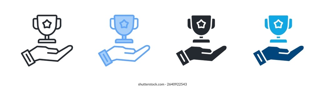 Success Icon Set Multiple Style. Design In Outline, Blue, Glyph, Dualtone