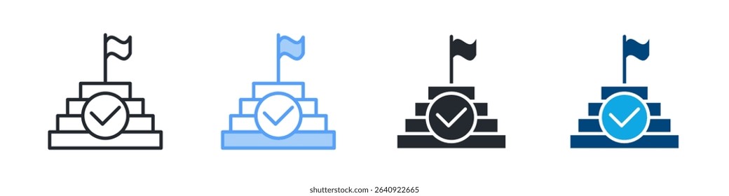 Success Icon Set Multiple Style. Design In Outline, Blue, Glyph, Dualtone