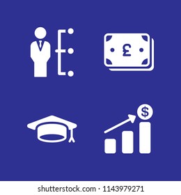 success icon set with pound, manager and mortarboard vector icons for web and graphic design